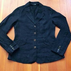 Eileen Fisher 100% Linen Navy 4 Button Blazer